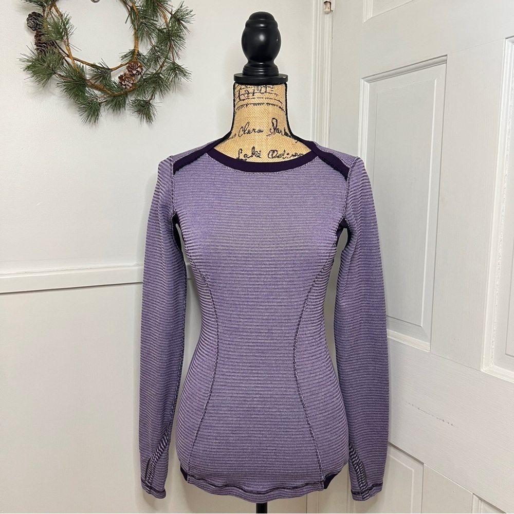 Lululemon Base Runner Long Sleeve Mini Check Pique Deep Zinfandel/Deep Zinfandel